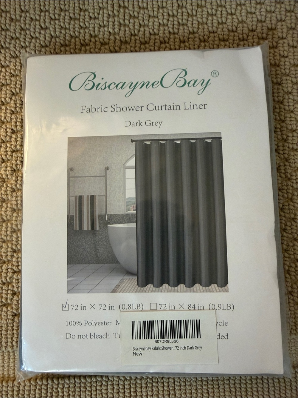 Dark Grey Fabric Shower Curtain Liner